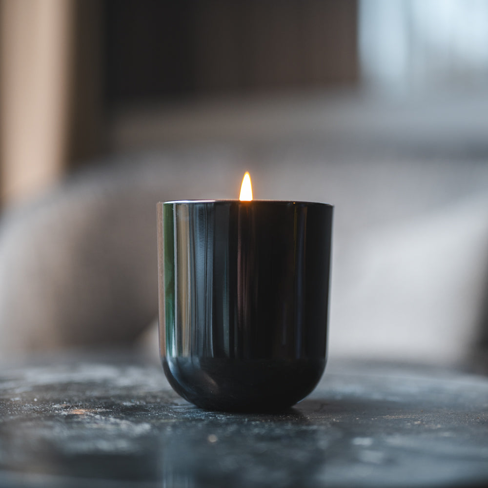 Pot en verre TERRA de 10 oz noir lustré pour la fabrication de bougies