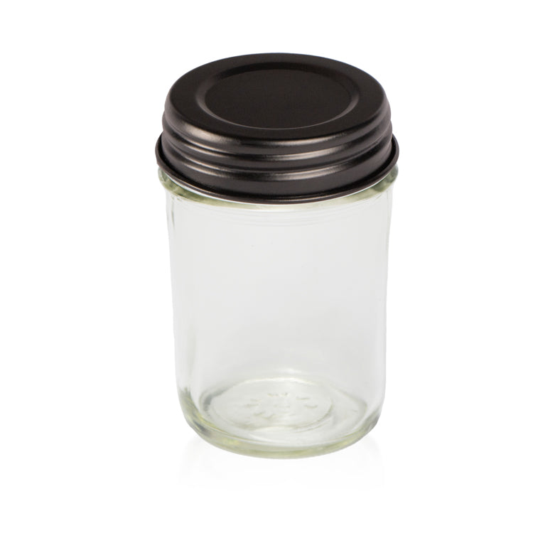 Image of a Black Satin Metal lid on a clear glass jar to represent the Village Craft & Candle Black Satin Country Lid for Candle Making and Crafting ||
Image d’un couvercle en métal Satin Noir sur un pot en verre transparent pour représenter le couvercle Country Satin Noir de Village Craft & Candle pour la fabrication de bougies et l’artisanat.