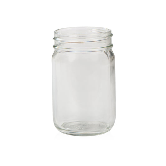 Image of a clear 12oz Mason Jar to represent the new Village Craft & Candle 12oz Mason Jar
