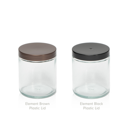 Clear Element 8oz Straight Side Jars: 230ml Wax Capacity, Element Metal & Plastic Lid Compatible, Ideal for Labeling with Flat Sides.