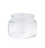 New 10oz Traditional Jar clear glass candle vessel, unlidded product shot on a white background, showing the wide opening. || Nouveau Pot Traditionnel 10oz en verre transparent, sans couvercle sur fond blanc, montrant l'ouverture large.