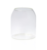 Clear, empty 13-ounce apothecary jar with a curved, dome-shaped shoulder. || Pot apothicaire vide et transparent de 13 onces avec épaule courbée en forme de dôme. 