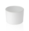 15oz Matte White LUX Jar glass candle vessel, unlidded product shot on a white background. || Pot LUX 15oz Blanc Mat, récipient en verre pour chandelles, sans couvercle sur fond blanc.