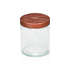 Element Dark Wood Lid displayed on 8oz Element Straight Side Flint Jar |  Couvercle Element Dark Wood présenté sur un pot Element Straight Side Flint de 8 oz.