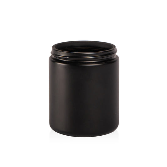 Image of a matte black glass jar to represent Village Craft & Candle's Matte Black Element Straight Side Jar for candle making. 