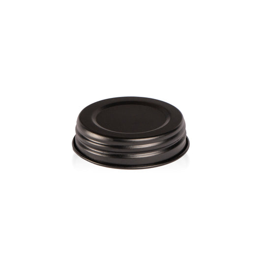 Image of a Black Satin Metal lid to represent the Village Craft & Candle Black Satin Country Lid for Candle Making and Crafting 