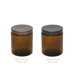 Amber Element 8oz Straight Side Jars: 230ml Wax Capacity, Element Metal & Plastic Lid Compatible, Ideal for Labeling with Flat Sides.