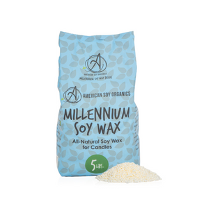 "Millennium Soy Wax - vibrant color pouring wax, stable results. All-natural blend, less frosting, smoother tops. Not for mold candles. Amazon soy wax."