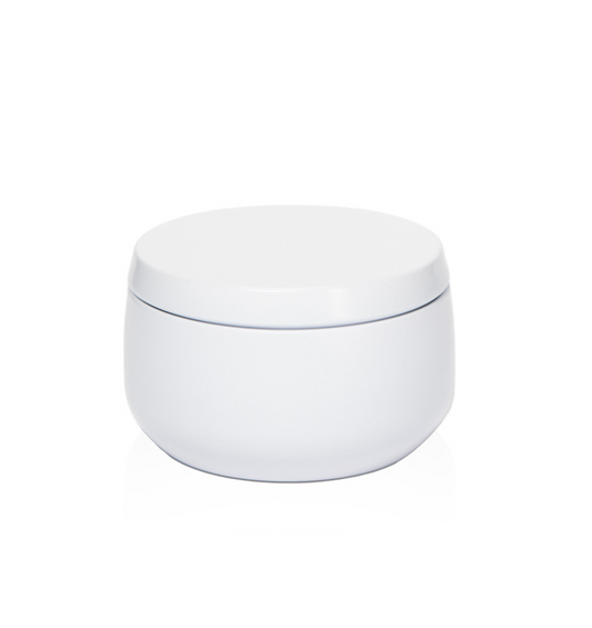 White 8oz Elegance Candle Tin with matching Lid - Versatile Container for Candle Making and Storage 