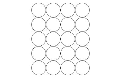 Grid of 20 round 2" squares for craft labelling 