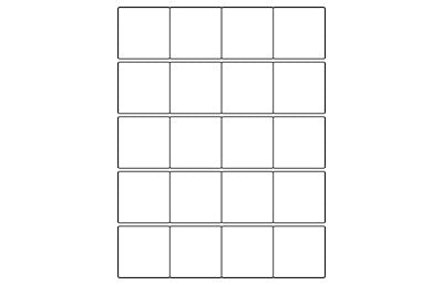 Grid of 20 2" squares for Craft labelling || Grille de 20 carrés de 2" pour étiquetage Craft